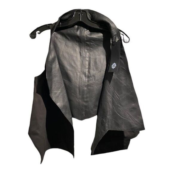 Papucei Women’s Leather Vest Black Asymmetrical OS - Picture 4 of 13